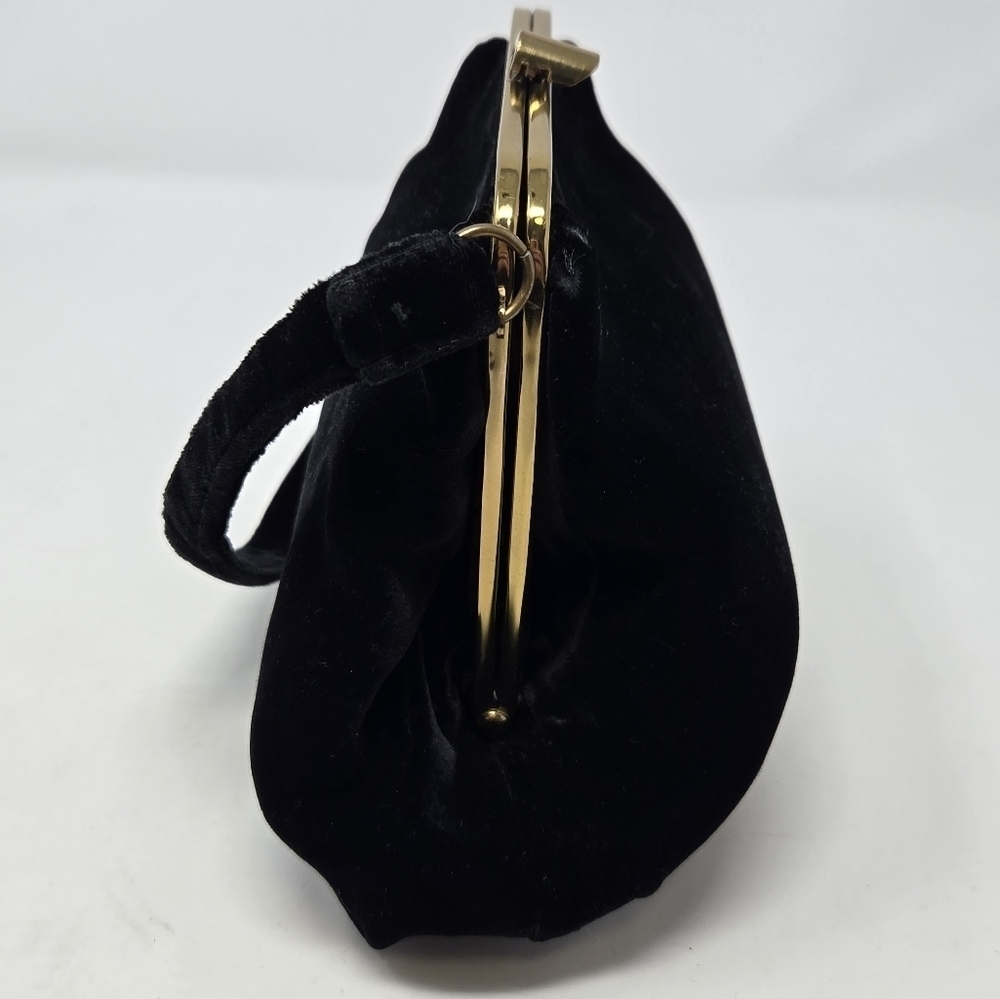 VINTAGE HANDBAGS BY G.D.K. BLACK VELVET TOP HANDLE MINI BAG PURSE WOMEN ELEGANT - Picture 4 of 12